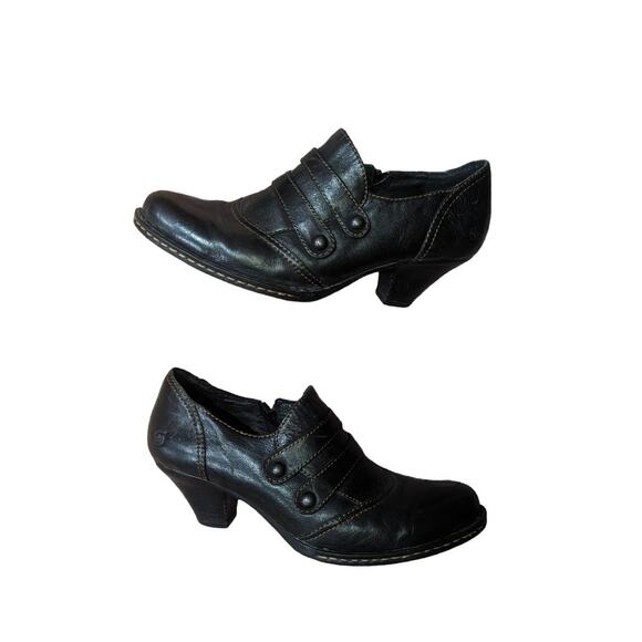 BORN BLACK LEATHER ZIP UP BOOTIES Size 11 - Picture 1 of 9